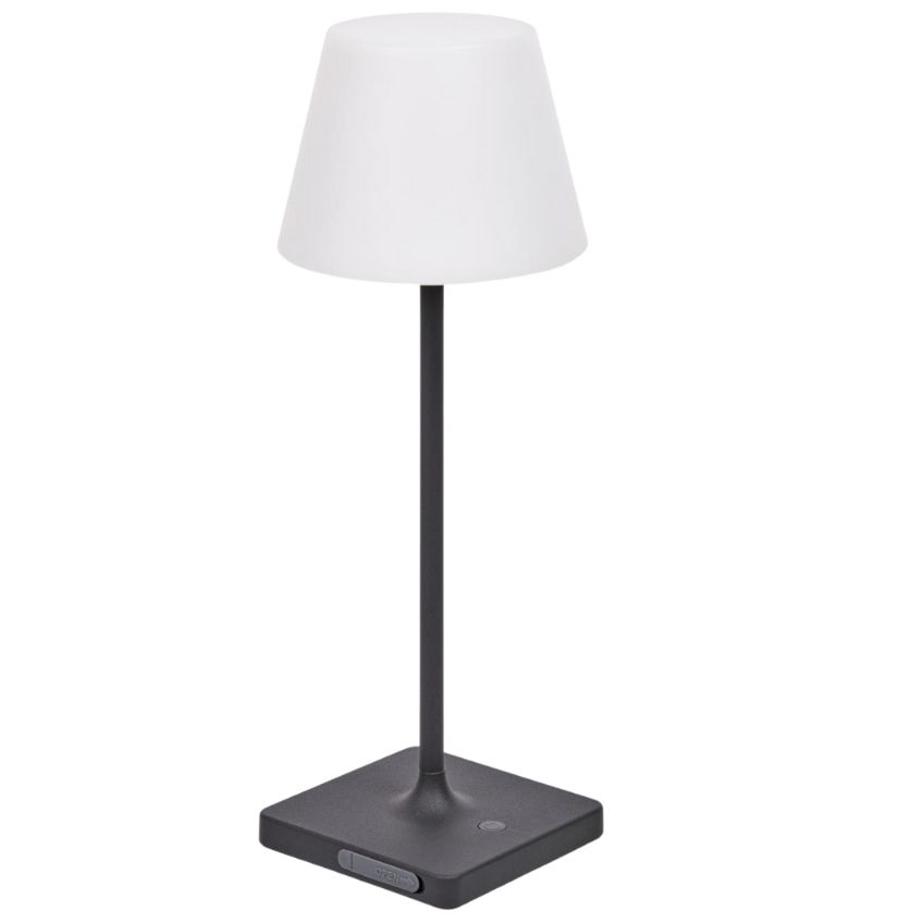 Černobílá plastová zahradní stolní LED lampa Kave Home Aluney