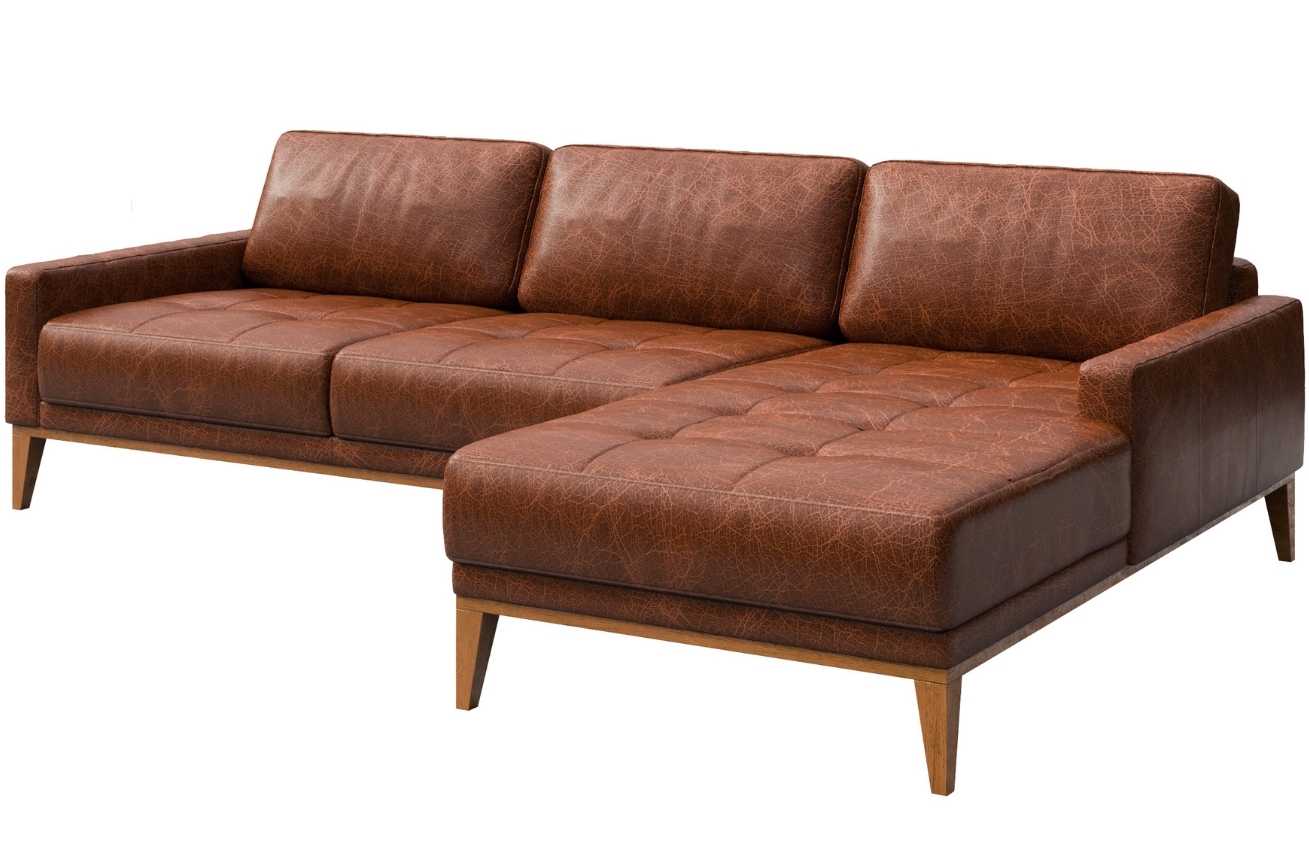 Koňaková kožená rohová pohovka MESONICA Musso Tufted