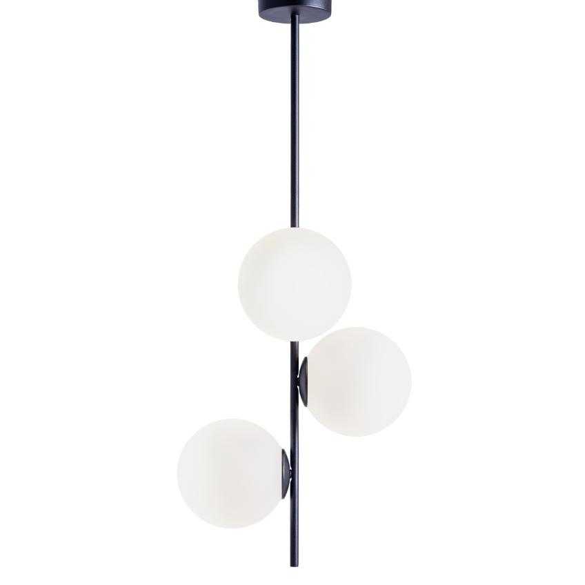 Nordic Design Bílo černé skleněné závěsné světlo Bubbly 93 cm