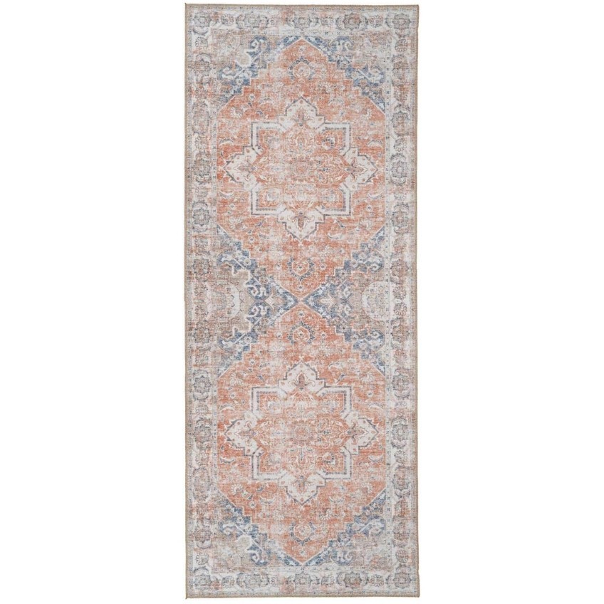 Nordic Living Modro oranžový koberec Shola 80 x 200 cm s orientálními vzory