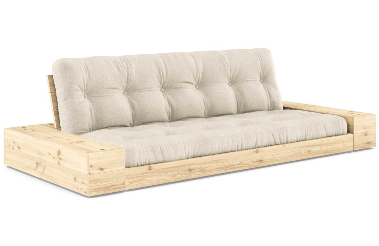 Šedá lněná dvoumístná rozkládací pohovka Karup Design Base 244 cm