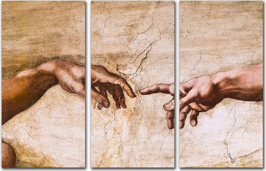 3dílná reprodukce obrazu Michelangelo Buonarroti - Creation of Adam