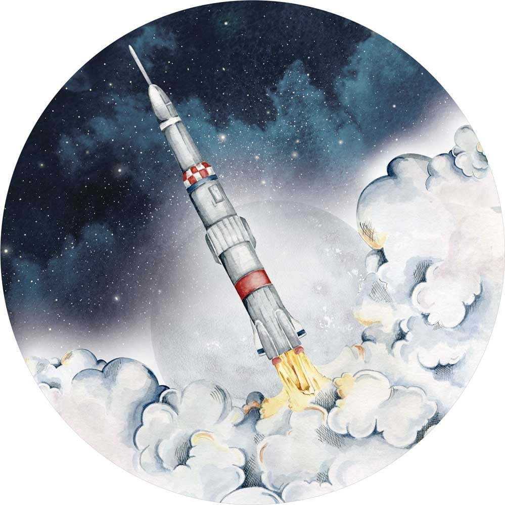 Dětská samolepka na zeď 150x150 cm Rocket In A Circle – Dekornik