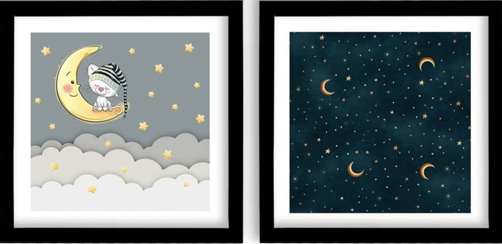 Dětské obrázky v sadě 2 ks 33x33 cm Night – Wallity