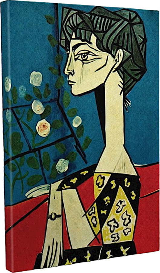 Nástěnná reprodukce na plátně Pablo Picasso Jacqueline with Flowers