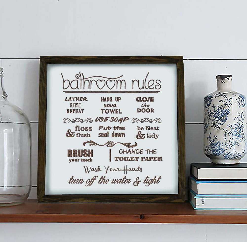 Cedule 34x34 cm Bathroom Rules – Evila Originals