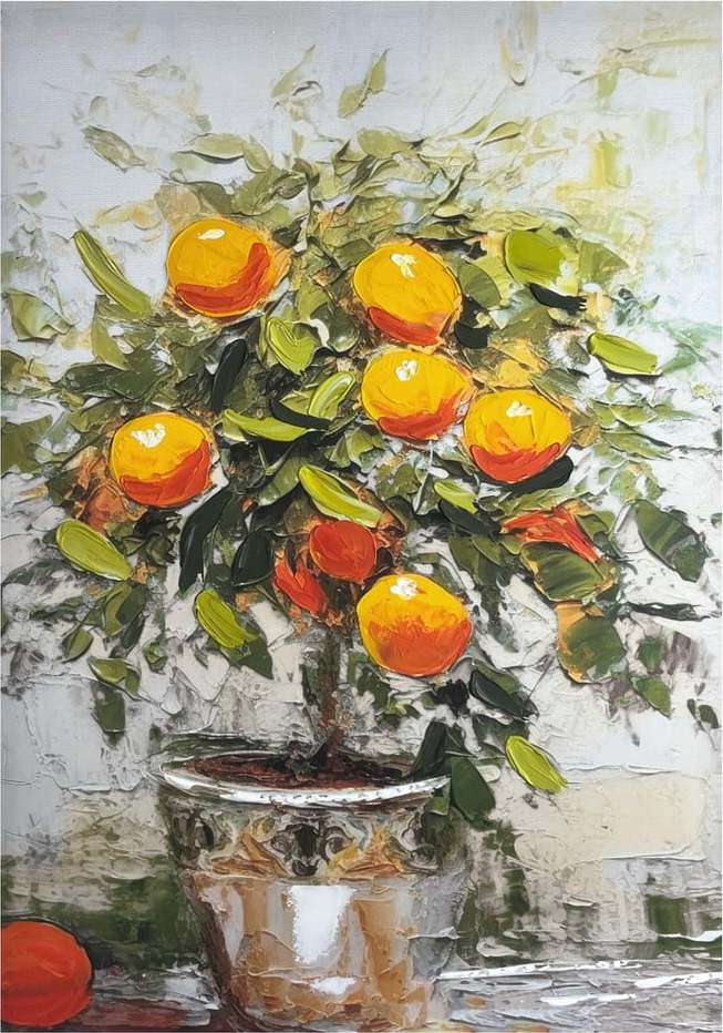 Obraz s ručně malovanými prvky 70x100 cm Oranges – Styler