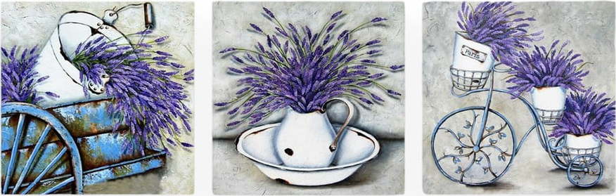 Obrazy v sadě 3 ks 30x30 cm Lavender – Wallity