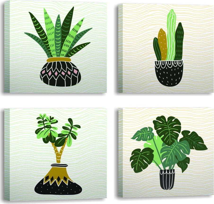 Obrazy v sadě 4 ks 30x30 cm Plants – Wallity