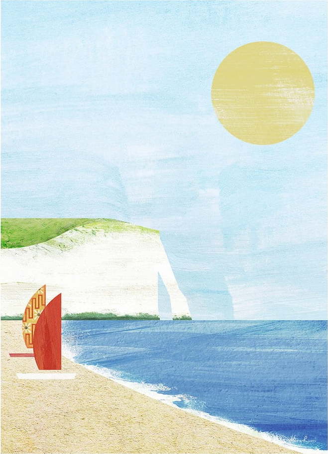 Plakát 30x40 cm Etretat Cliffs - Travelposter