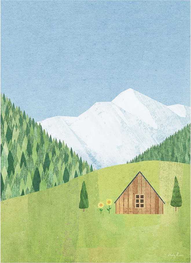 Plakát 30x40 cm Mountain Cabin - Travelposter