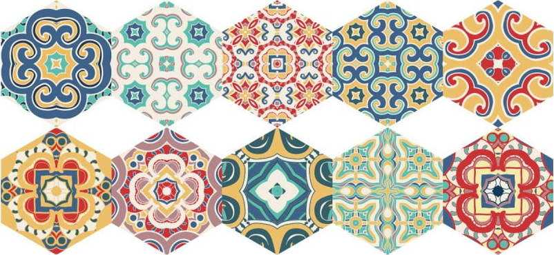 Sada 10 samolepek na podlahu Ambiance Floor Stickers Hexagons Lorena