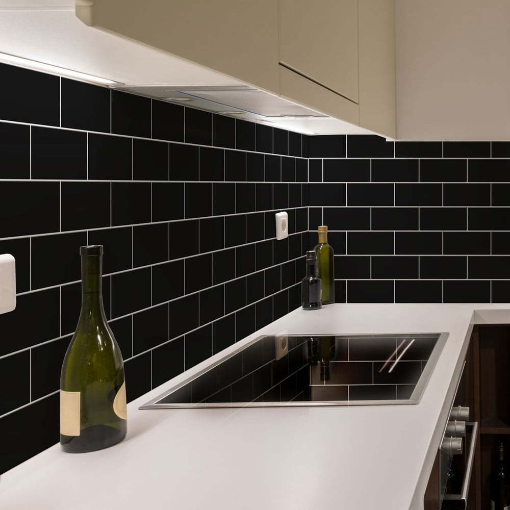 Sada samolepek na kachličky 30 ks 20x10 cm Subway Tiles Black – Ambiance