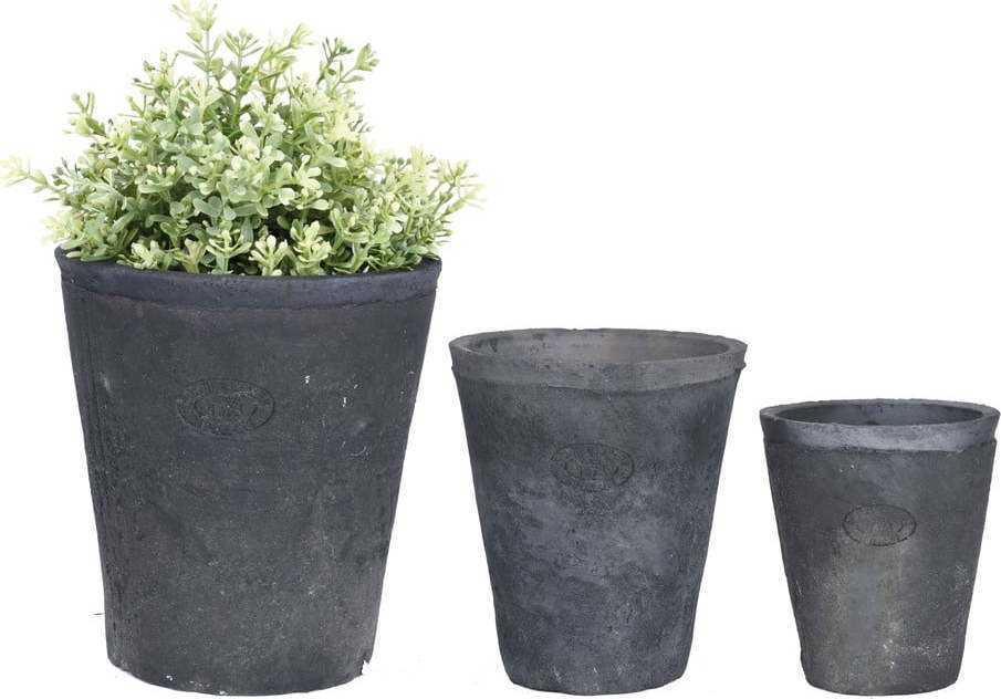 Set 3 šedých terakotových květináčů Esschert Design