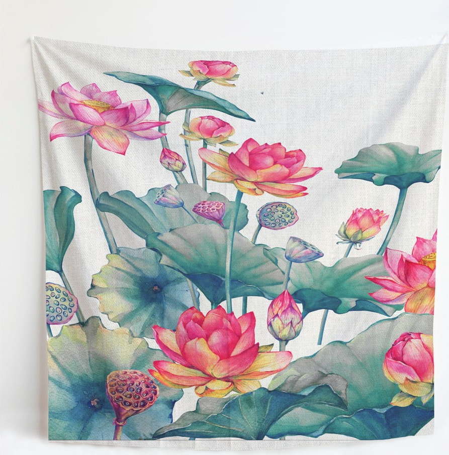 Tapiserie 140x140 cm Pink Flowers – Really Nice Things