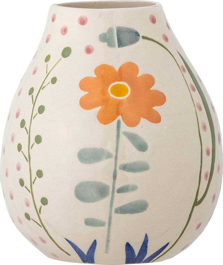 Krémová ručně malovaná váza z kameniny (výška 17 cm) Taza – Bloomingville