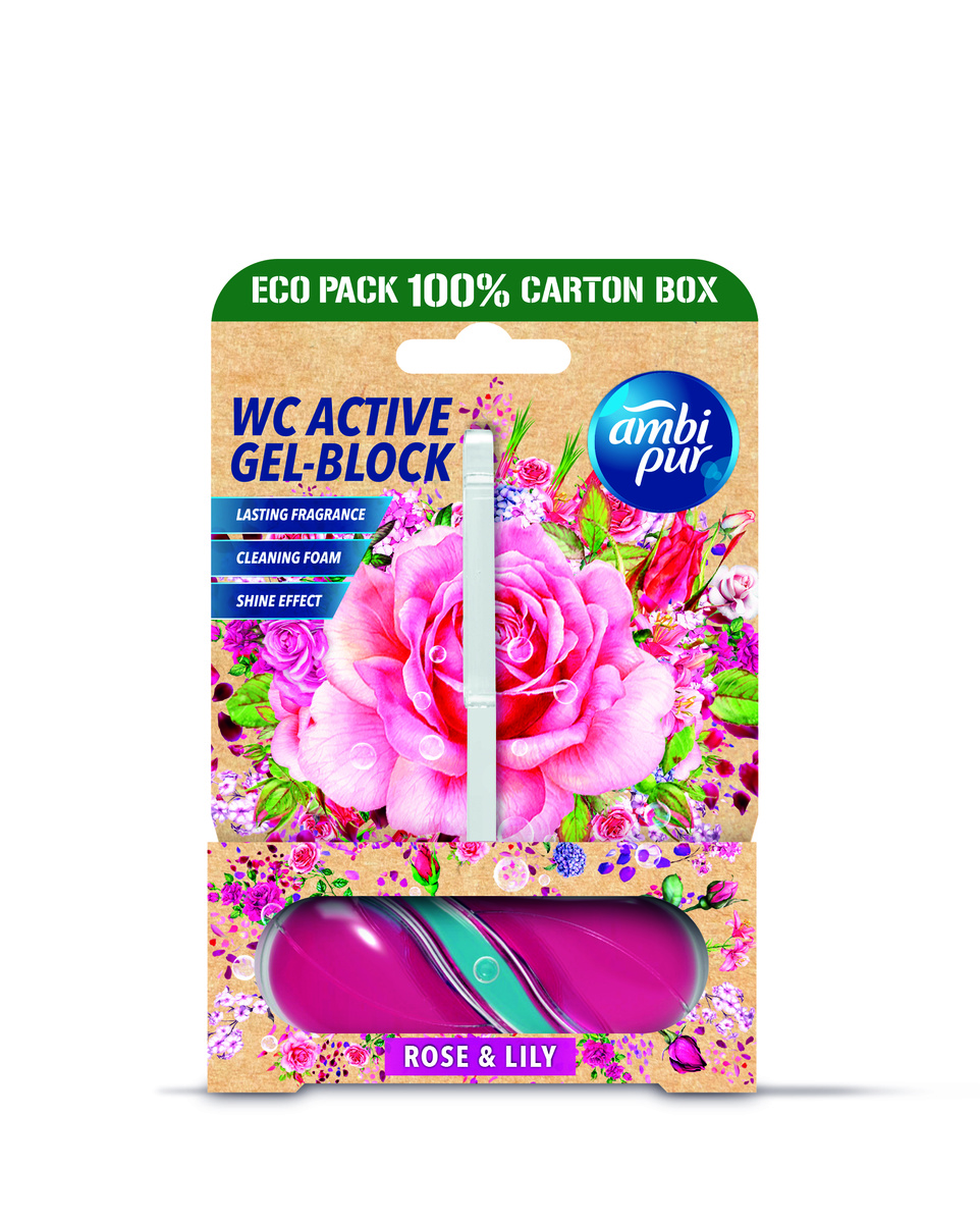 Ambipur WC Active gel-blok růže & lilie 45 g Ambipur