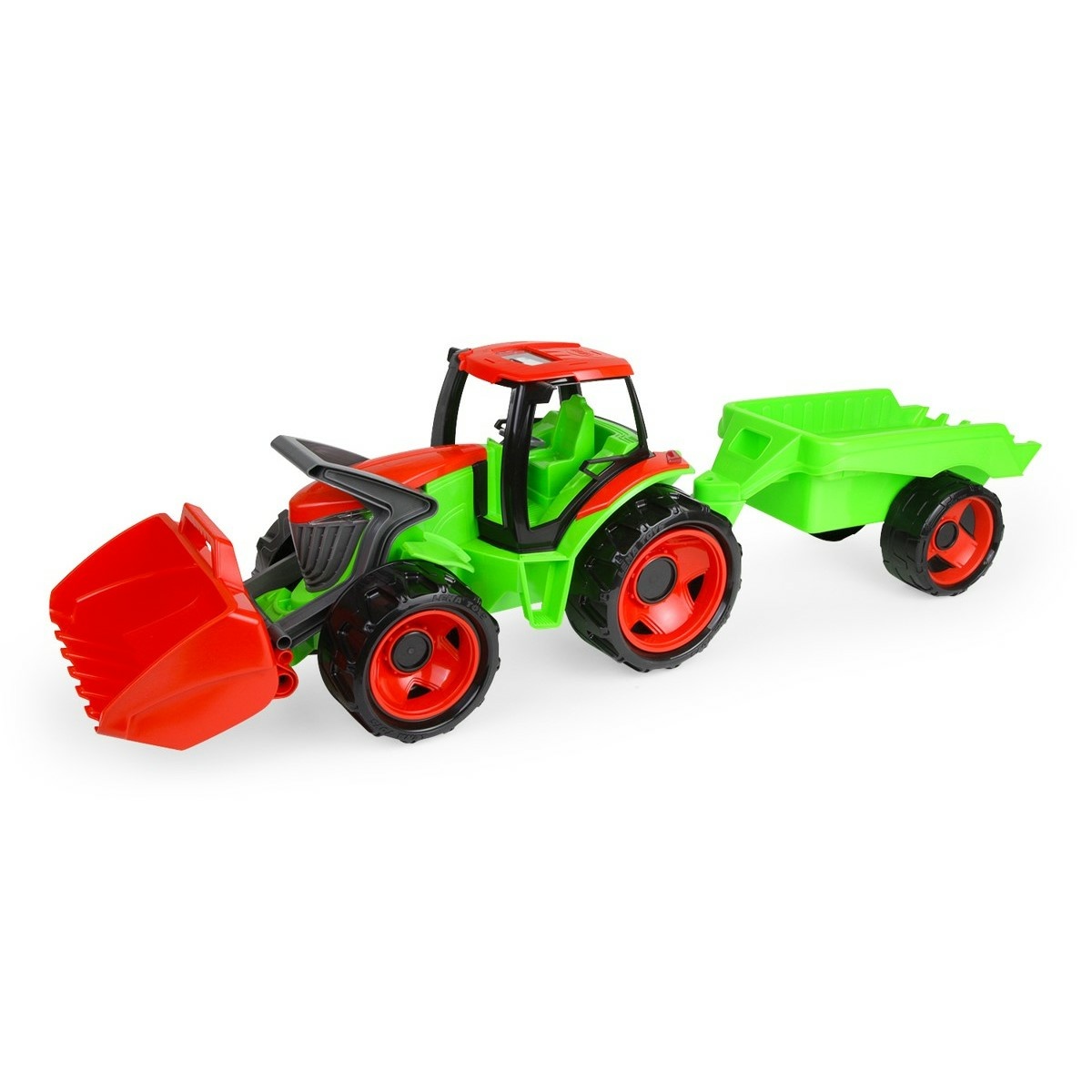 Lena Traktor se lžící Giga Trucks s vlekem plast 62cm v krabici 72x40x28cm 02136 Lena