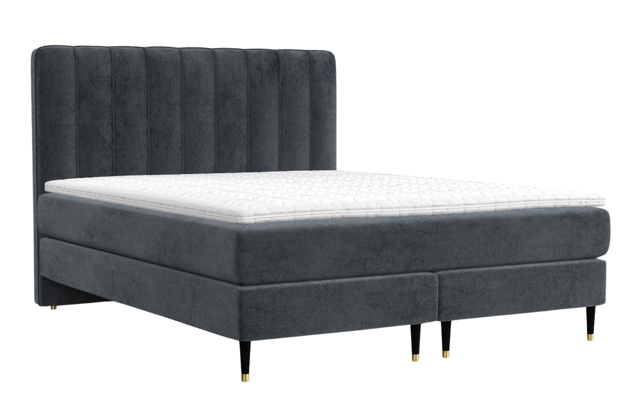 Maison de Rêve Antracitová sametová postel boxspring KOBBE 200 x 200 cm