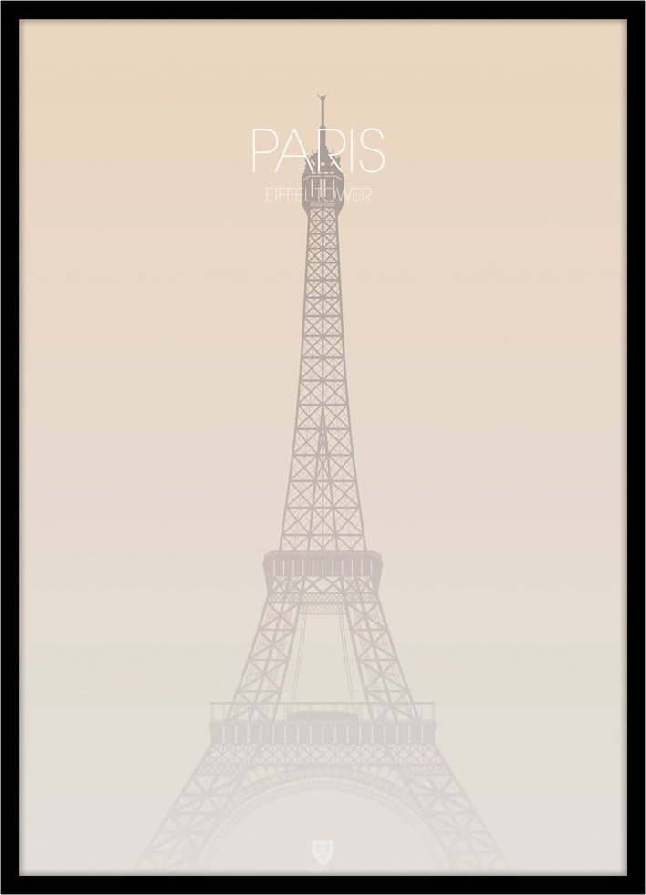 Plakát v rámu 50x70 cm Paris Eiffel Tower – Malerifabrikken